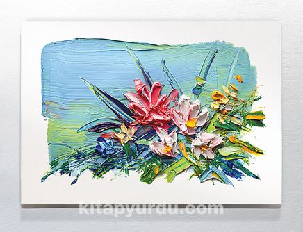 Full Frame Duvar Sanatları - CanvasWall DD - Yağlı Boya Çiçek Buketi Pembe (FF-W136)