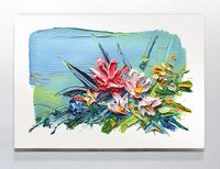 Full Frame Duvar Sanatları - CanvasWall DD - Yağlı Boya Çiçek Buketi Pembe (FF-W136)