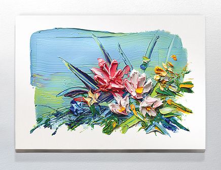 Full Frame Duvar Sanatları - CanvasWall DD - Yağlı Boya Çiçek Buketi Pembe (FF-W136)