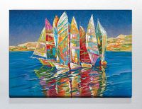 Full Frame Duvar Sanatları - CanvasWall DD - Tuval üzerine Renkli Yelkenliler (FF-W140)