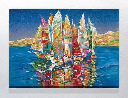 Full Frame Duvar Sanatları - CanvasWall DD - Tuval üzerine Renkli Yelkenliler (FF-W140)