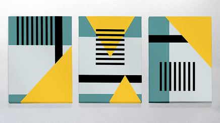 Full Frame Duvar Sanatları - CanvasWall DD - Geometrik Şeritli - Üç'lü Set (FF-W151)