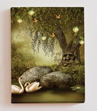 Full Frame Duvar Sanatları - CanvasWall DD - Kuğular ve Kelebekler (FF-W159)