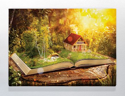 Full Frame Duvar Sanatları - CanvasWall DD - Ormanda Kitap Ev (FF-W160)