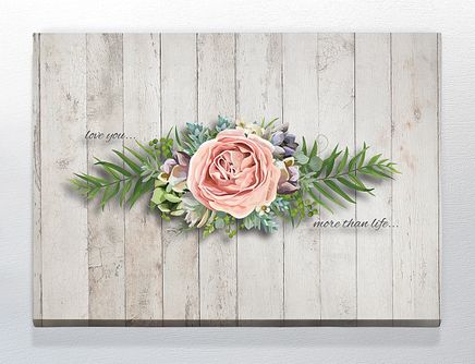 Full Frame Duvar Sanatları - CanvasWall DD - Retro - Love You Pembe Gül (FF-W165)