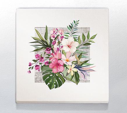 Full Frame Duvar Sanatları - CanvasWall Kare - Pembe ve Krem Zambaklar (FF-W169)