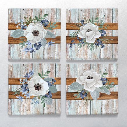 Full Frame Duvar Sanatları - CanvasWall Kare - Retro Yaban Mersini - Dörtlü Set (FF-W176)