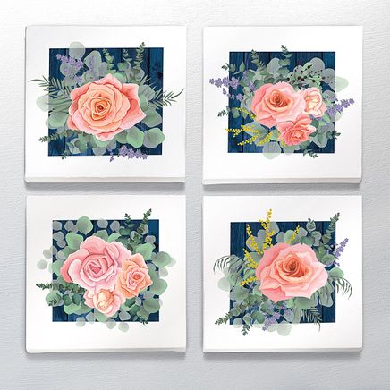 Full Frame Duvar Sanatları - CanvasWall Kare - Karışık Güller - Dörtlü Set (FF-W177)