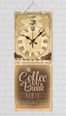 Full Frame Duvar Sanatları - Nostaljik Ahşap Duvar Saati -  Coffee Break  - İkili Set (FF-NS198)