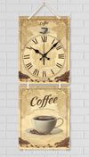 Full Frame Duvar Sanatları - Nostaljik Ahşap Duvar Saati - Best Coffee - İkili Set (FF-NS195)