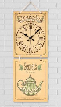 Full Frame Duvar Sanatları - Nostaljik Ahşap Duvar Saati - Secrets  - İkili Set (FF-NS186)