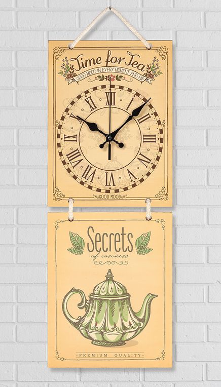 Full Frame Duvar Sanatları - Nostaljik Ahşap Duvar Saati - Secrets  - İkili Set (FF-NS186)