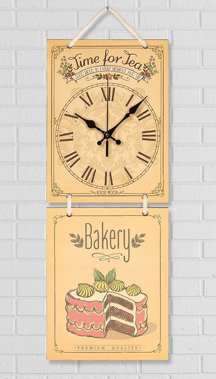 Full Frame Duvar Sanatları - Nostaljik Ahşap Duvar Saati - Sweet Time - İkili Set (FF-NS183)