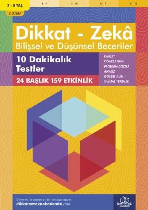 10 Dakikalık Testler (7 - 8 Yaş 2.Kitap, 159 Etkinlik) / Dikkat – Zeka & Bilişsel ve Düşünsel Beceriler