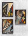 Full Frame Duvar Sanatları - Ahşap Desenler - Geometrik Desen - Üçlü Set (FF-DS241)
