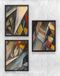 Full Frame Duvar Sanatları - Ahşap Desenler - Geometrik Desen - Üçlü Set (FF-DS241)