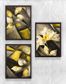 Full Frame Duvar Sanatları - Ahşap Desenler - Beyaz Çicek - Üçlü Set (FF-DS240)