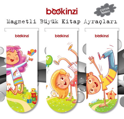 Magnetli Büyük Kitap Ayraç / Çocuk Temalı (3 Adet)