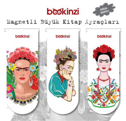Magnetli Büyük Kitap Ayraç / Frida Temalı (3 Adet)