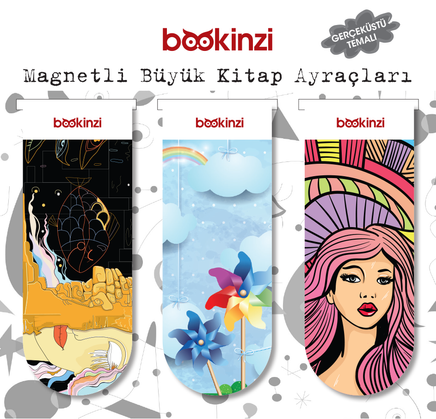 Magnetli Büyük Kitap Ayraç / Gerçek Üstü Temalı (3 Adet)