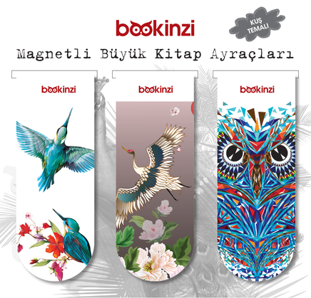 Magnetli Büyük Kitap Ayraç / Kuş Temalı (3 Adet)