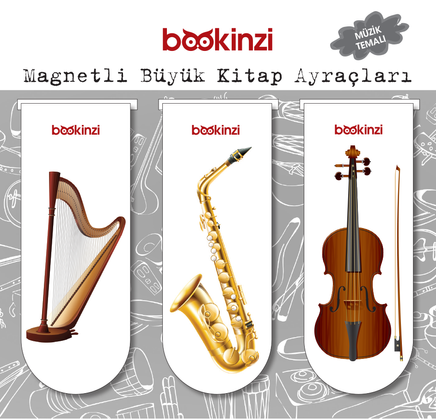 Magnetli Büyük Kitap Ayraç / Müzik Temalı (3 Adet)