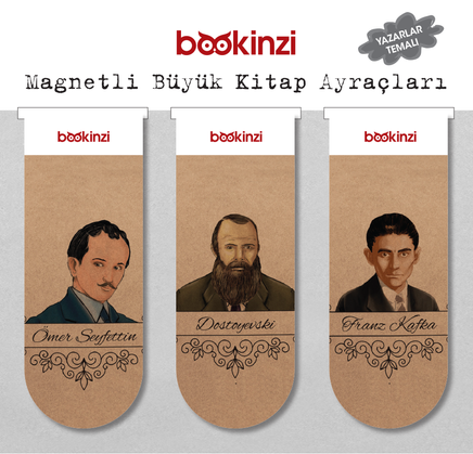 Magnetli Büyük Kitap Ayraç / Yazarlar Temalı (3 Adet)