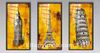 Full Frame Duvar Sanatları - Vitray Objeler - Kuleler - Üçlü Set (FF-DSC226)