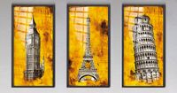 Full Frame Duvar Sanatları - Vitray Objeler - Kuleler - Üçlü Set (FF-DSC226)