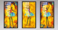 Full Frame Duvar Sanatları - Vitray Objeler - Balerinler - Üçlü Set (FF-DSC225) 