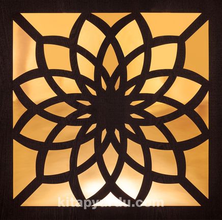 Full Frame Duvar Sanatları - Pleksi Altın Venge Ayna - Lotus Çiçeği (FF-DS260)