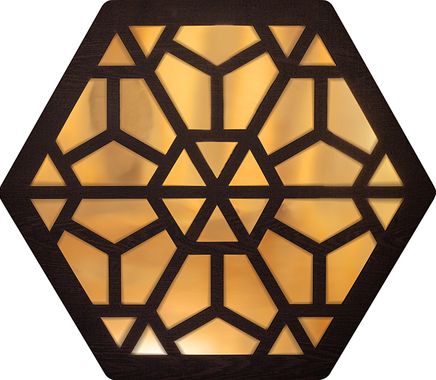 Full Frame Duvar Sanatları - Pleksi Altın Ayna - Altıgen Çiçek (FF-DS250)