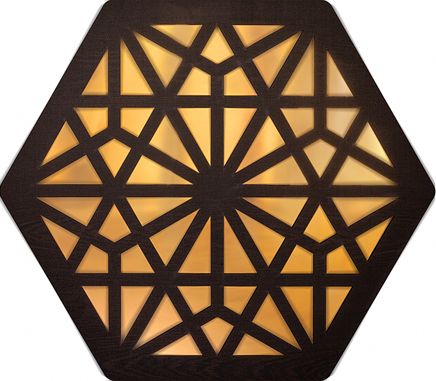 Full Frame Duvar Sanatları - Pleksi Altın Ayna - Altıgen Selçuklu Desen (FF-DS245)