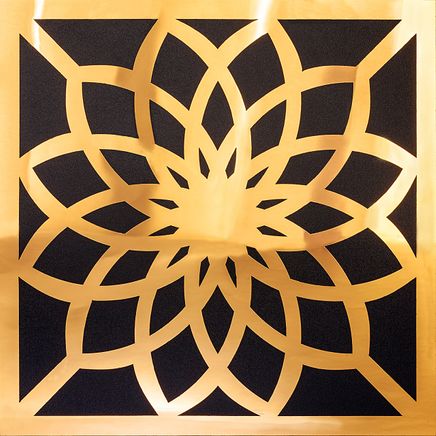 Full Frame Duvar Sanatları - Pleksi Altın Ayna - Kare Lotus Çiçeği (FF-DS242)