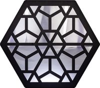 Full Frame Duvar Sanatları - Pleksi Gümüş Siyah Ayna - Altıgen Çiçek (FF-DS261)