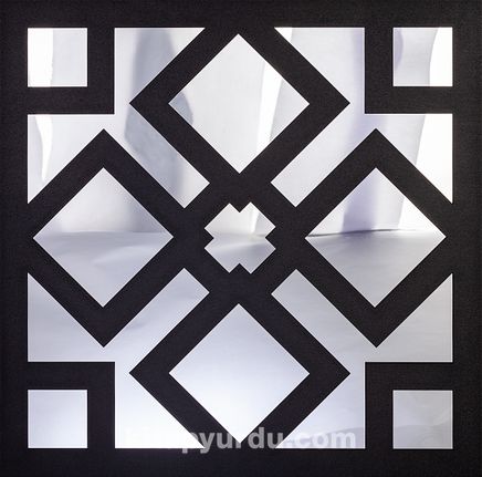 Full Frame Duvar Sanatları - Pleksi Gümüş Ayna - Kilim Deseni (FF-DS277)