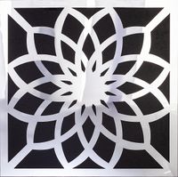 Full Frame Duvar Sanatları - Pleksi Gümüş Siyah Ayna - Kare Lotus Çiçeği (FF-DS276)