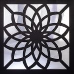 Full Frame Duvar Sanatları - Pleksi Gümüş Ayna - Kare Lotus Çiçeği (FF-DS271)