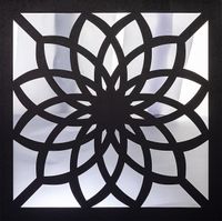 Full Frame Duvar Sanatları - Pleksi Gümüş Ayna - Kare Lotus Çiçeği (FF-DS271)