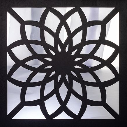 Full Frame Duvar Sanatları - Pleksi Gümüş Ayna - Kare Lotus Çiçeği (FF-DS271)