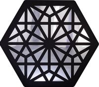 Full Frame Duvar Sanatları - Pleksi Gümüş Ayna - Altıgen Selçuklu Desen (FF-DS268)