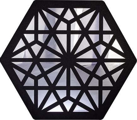 Full Frame Duvar Sanatları - Pleksi Gümüş Ayna - Altıgen Selçuklu Desen (FF-DS268)