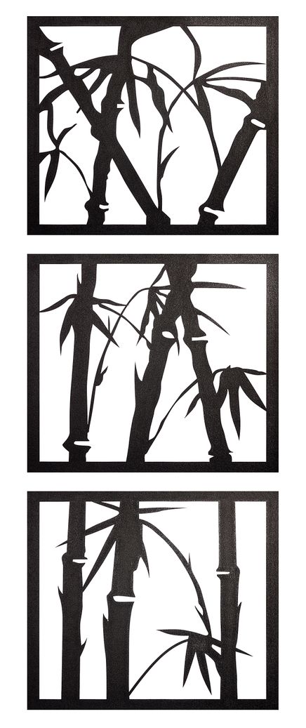 Full Frame Duvar Sanatları - Lazer Kesim Duvar Dekoru - Bambu Ağaç Siyah (FF-DS282)