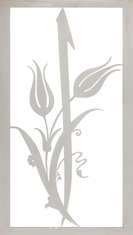 Full Frame Duvar Sanatları - Lazer Kesim Duvar Dekoru - Elif ve Laleler Beyaz (FF-DS285)