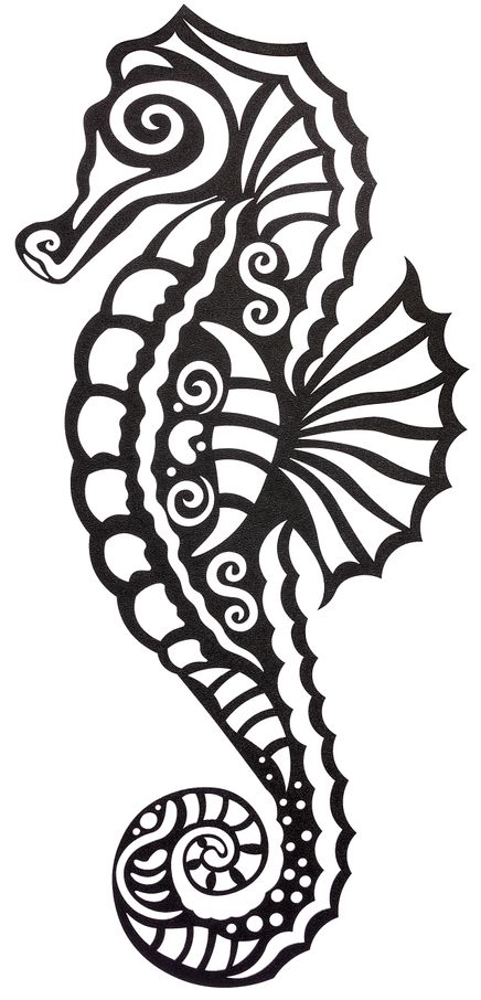 Full Frame Duvar Sanatları - Lazer Kesim Duvar Dekoru - Denizatı Siyah (FF-DS284)