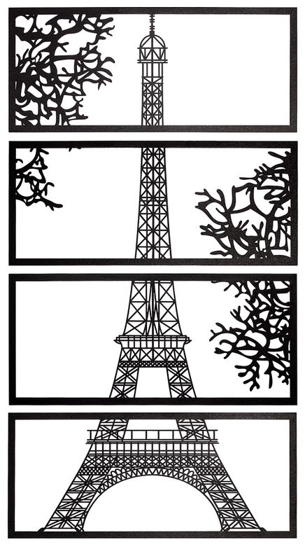 Full Frame Duvar Sanatları - Lazer Kesim Duvar Dekoru - Eyfel Kulesi Siyah (FF-DS287)
