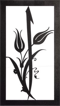 Full Frame Duvar Sanatları - Lazer Kesim Duvar Dekoru - Elif ve Lale Siyah (FF-DS286)