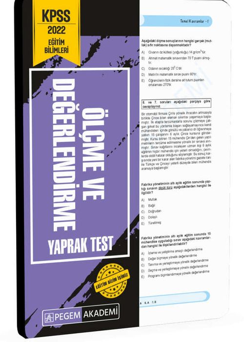2022 KPSS Eğitim Bilimleri Ölçme ve Değerlendirme Yaprak Test