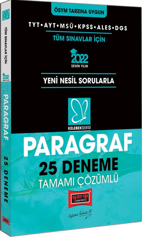 2022 TYT AYT MSÜ KPSS ALES DGS Kelebek Serisi Paragraf Tamamı Çözümlü 25 Deneme