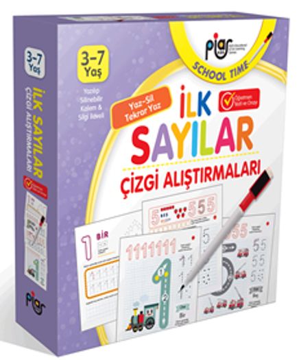 İlk Sayılar Çizgi Alıştırmaları / Yaz-Sil-Tekrar Yaz